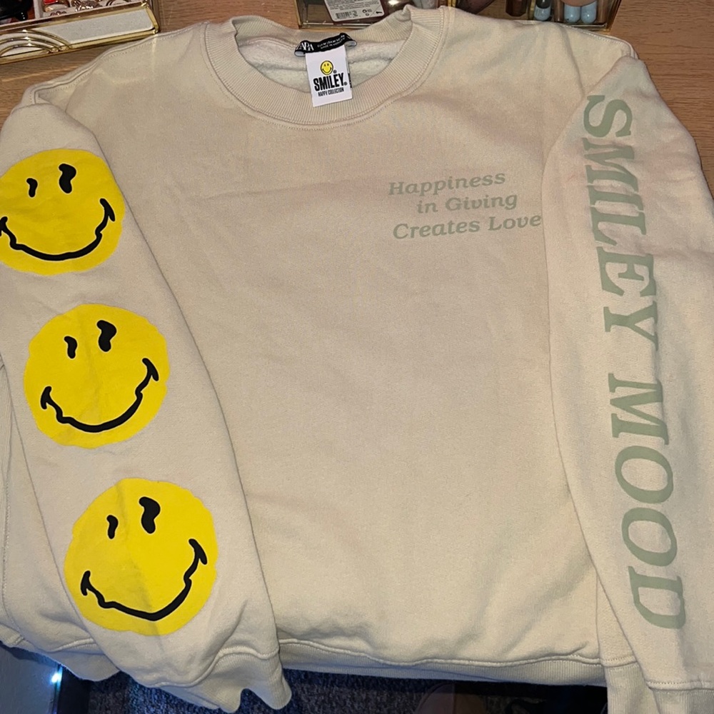 zara smiley crewneck